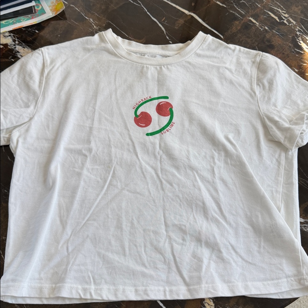 White Graphic Crop Top
